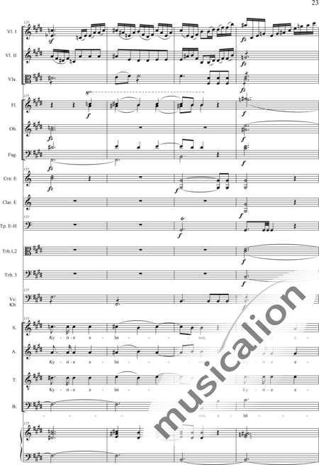 Drobisch, Carl Ludwig: Messe in E: Kyrie (Mass) - Solo>sop/alt/ten/bass+Choir>SATB+[Fl2+Ob2+Cl2+Bn2]+[Hn2+Tbn3]+Tmp+Org+[Vln2+Vla+Vlc+Db]:23