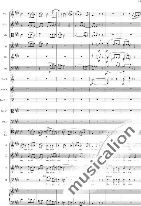 Drobisch, Carl Ludwig: Messe in E: Kyrie (Mass) - Solo>sop/alt/ten/bass+Choir>SATB+[Fl2+Ob2+Cl2+Bn2]+[Hn2+Tbn3]+Tmp+Org+[Vln2+Vla+Vlc+Db]:25