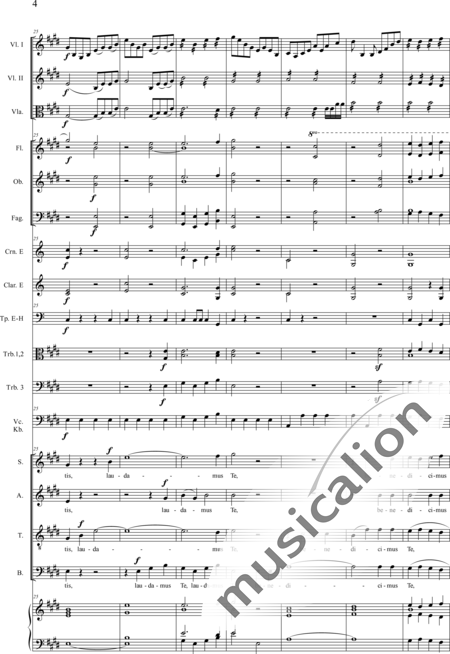 Drobisch, Carl Ludwig: Messe in E: Gloria - Solo>Sop/Alt/Ten/Bass+Chor>SATB+Posaune 2+[Fl2+Ob2+Klar2+Fg2]+[Pos+Hn2]+Pk+Org+[Vl2+Vla+Vc+Kb]:4
