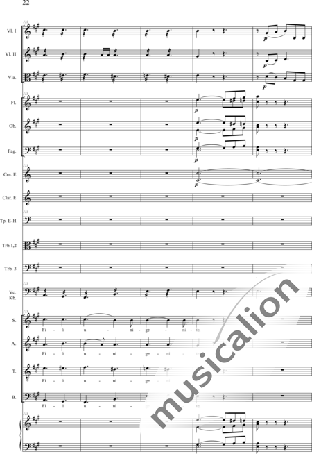 Drobisch, Carl Ludwig: Messe in E: Gloria - Solo>Sop/Alt/Ten/Bass+Chor>SATB+Posaune 2+[Fl2+Ob2+Klar2+Fg2]+[Pos+Hn2]+Pk+Org+[Vl2+Vla+Vc+Kb]:22