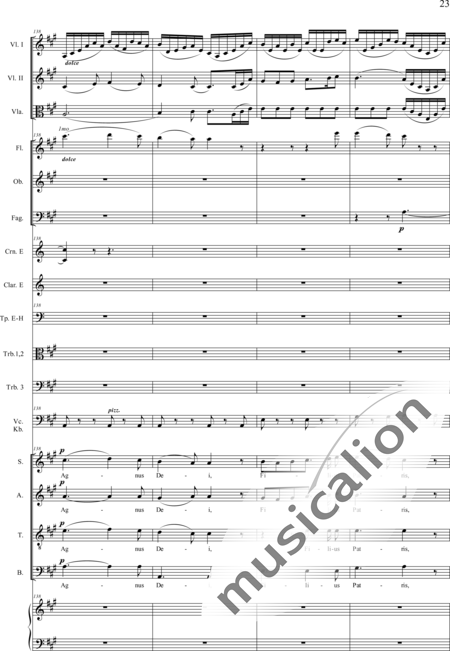 Drobisch, Carl Ludwig: Messe in E: Gloria - Solo>Sop/Alt/Ten/Bass+Chor>SATB+Posaune 2+[Fl2+Ob2+Klar2+Fg2]+[Pos+Hn2]+Pk+Org+[Vl2+Vla+Vc+Kb]:23