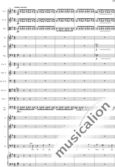Drobisch, Carl Ludwig: Messe in E: Gloria - Solo>Sop/Alt/Ten/Bass+Chor>SATB+Posaune 2+[Fl2+Ob2+Klar2+Fg2]+[Pos+Hn2]+Pk+Org+[Vl2+Vla+Vc+Kb]:25