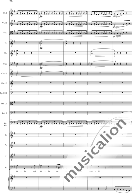 Drobisch, Carl Ludwig: Messe in E: Gloria - Solo>Sop/Alt/Ten/Bass+Chor>SATB+Posaune 2+[Fl2+Ob2+Klar2+Fg2]+[Pos+Hn2]+Pk+Org+[Vl2+Vla+Vc+Kb]:26
