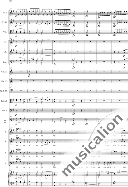 Drobisch, Carl Ludwig: Messe in E: Gloria - Solo>Sop/Alt/Ten/Bass+Chor>SATB+Posaune 2+[Fl2+Ob2+Klar2+Fg2]+[Pos+Hn2]+Pk+Org+[Vl2+Vla+Vc+Kb]:28