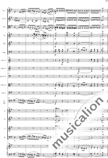 Drobisch, Carl Ludwig: Messe in E: Gloria - Solo>Sop/Alt/Ten/Bass+Chor>SATB+Posaune 2+[Fl2+Ob2+Klar2+Fg2]+[Pos+Hn2]+Pk+Org+[Vl2+Vla+Vc+Kb]:31