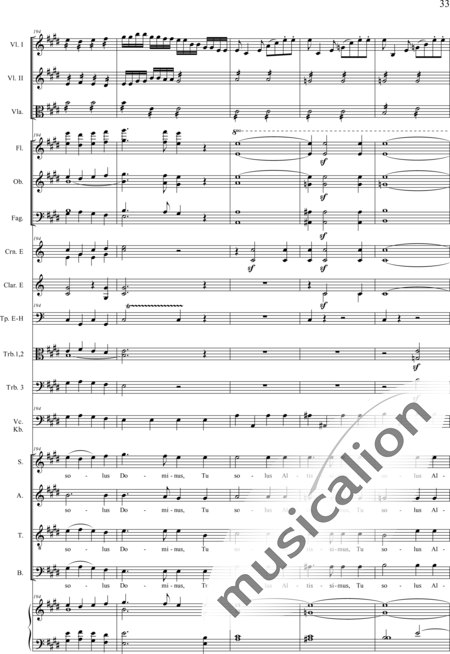 Drobisch, Carl Ludwig: Messe in E: Gloria - Solo>Sop/Alt/Ten/Bass+Chor>SATB+Posaune 2+[Fl2+Ob2+Klar2+Fg2]+[Pos+Hn2]+Pk+Org+[Vl2+Vla+Vc+Kb]:33