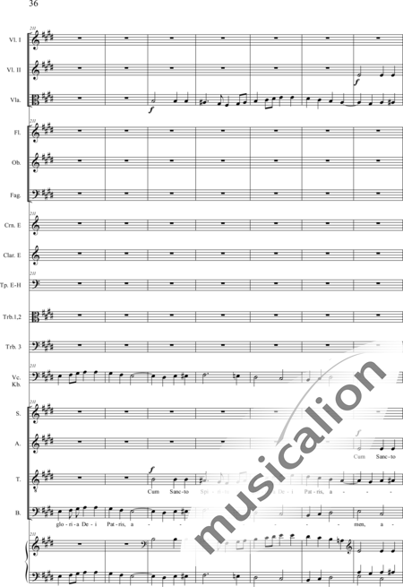 Drobisch, Carl Ludwig: Messe in E: Gloria - Solo>Sop/Alt/Ten/Bass+Chor>SATB+Posaune 2+[Fl2+Ob2+Klar2+Fg2]+[Pos+Hn2]+Pk+Org+[Vl2+Vla+Vc+Kb]:36