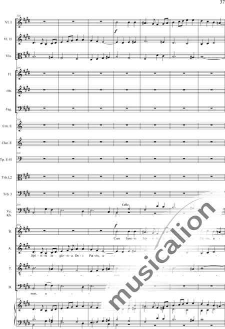 Drobisch, Carl Ludwig: Messe in E: Gloria - Solo>Sop/Alt/Ten/Bass+Chor>SATB+Posaune 2+[Fl2+Ob2+Klar2+Fg2]+[Pos+Hn2]+Pk+Org+[Vl2+Vla+Vc+Kb]:37