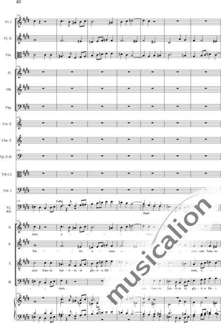Drobisch, Carl Ludwig: Messe in E: Gloria - Solo>Sop/Alt/Ten/Bass+Chor>SATB+Posaune 2+[Fl2+Ob2+Klar2+Fg2]+[Pos+Hn2]+Pk+Org+[Vl2+Vla+Vc+Kb]:40