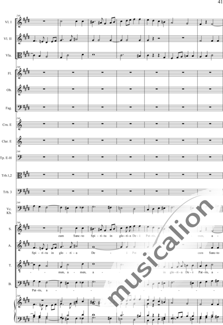Drobisch, Carl Ludwig: Messe in E: Gloria - Solo>Sop/Alt/Ten/Bass+Chor>SATB+Posaune 2+[Fl2+Ob2+Klar2+Fg2]+[Pos+Hn2]+Pk+Org+[Vl2+Vla+Vc+Kb]:41