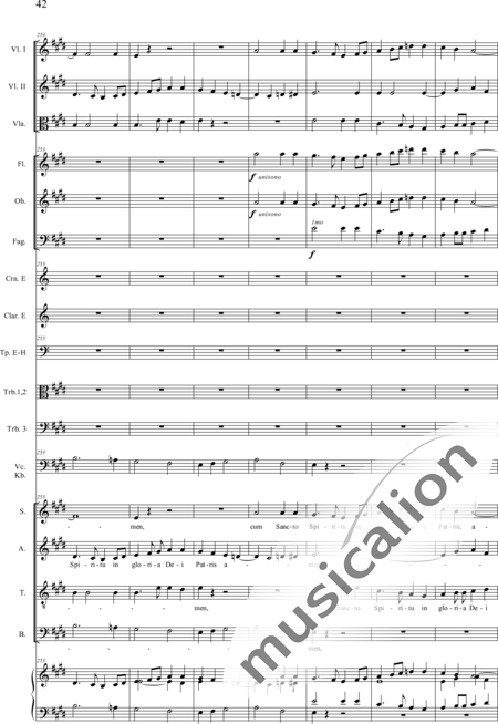 Drobisch, Carl Ludwig: Messe in E: Gloria - Solo>Sop/Alt/Ten/Bass+Chor>SATB+Posaune 2+[Fl2+Ob2+Klar2+Fg2]+[Pos+Hn2]+Pk+Org+[Vl2+Vla+Vc+Kb]:42