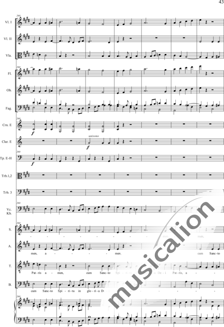 Drobisch, Carl Ludwig: Messe in E: Gloria - Solo>Sop/Alt/Ten/Bass+Chor>SATB+Posaune 2+[Fl2+Ob2+Klar2+Fg2]+[Pos+Hn2]+Pk+Org+[Vl2+Vla+Vc+Kb]:43