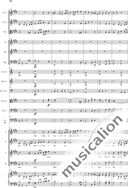 Drobisch, Carl Ludwig: Messe in E: Gloria - Solo>Sop/Alt/Ten/Bass+Chor>SATB+Posaune 2+[Fl2+Ob2+Klar2+Fg2]+[Pos+Hn2]+Pk+Org+[Vl2+Vla+Vc+Kb]:44