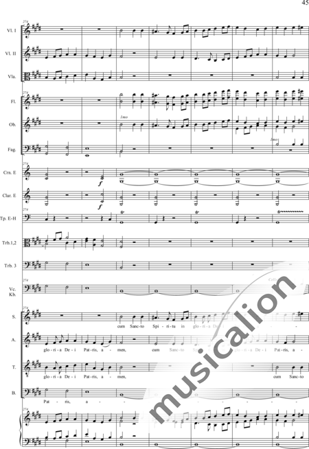 Drobisch, Carl Ludwig: Messe in E: Gloria - Solo>Sop/Alt/Ten/Bass+Chor>SATB+Posaune 2+[Fl2+Ob2+Klar2+Fg2]+[Pos+Hn2]+Pk+Org+[Vl2+Vla+Vc+Kb]:45