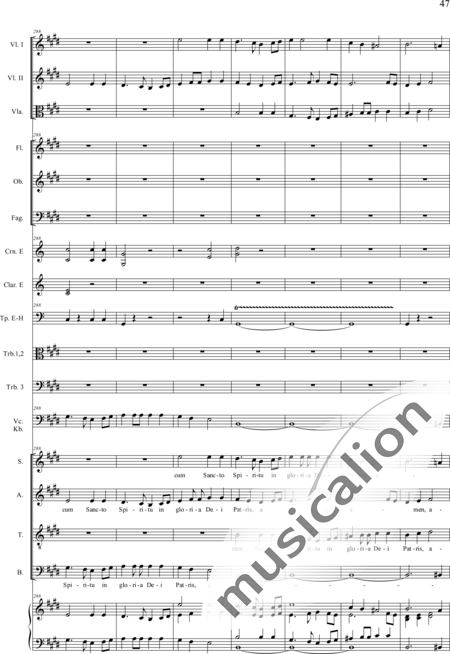 Drobisch, Carl Ludwig: Messe in E: Gloria - Solo>Sop/Alt/Ten/Bass+Chor>SATB+Posaune 2+[Fl2+Ob2+Klar2+Fg2]+[Pos+Hn2]+Pk+Org+[Vl2+Vla+Vc+Kb]:47