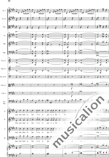 Drobisch, Carl Ludwig: Messe in E: Gloria - Solo>Sop/Alt/Ten/Bass+Chor>SATB+Posaune 2+[Fl2+Ob2+Klar2+Fg2]+[Pos+Hn2]+Pk+Org+[Vl2+Vla+Vc+Kb]:48