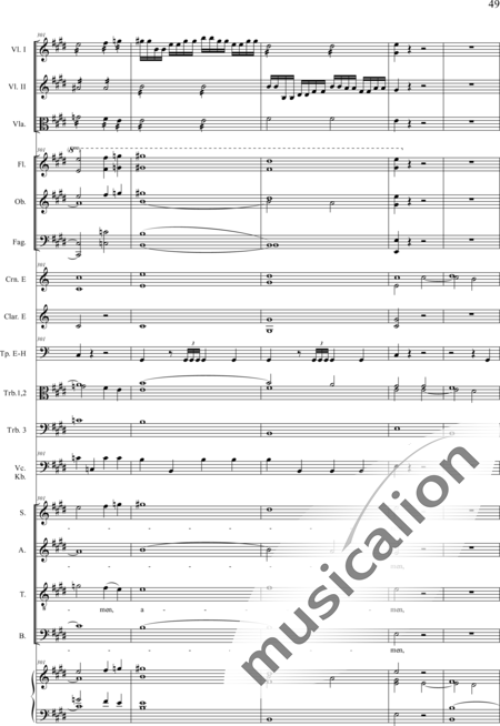 Drobisch, Carl Ludwig: Messe in E: Gloria - Solo>Sop/Alt/Ten/Bass+Chor>SATB+Posaune 2+[Fl2+Ob2+Klar2+Fg2]+[Pos+Hn2]+Pk+Org+[Vl2+Vla+Vc+Kb]:49