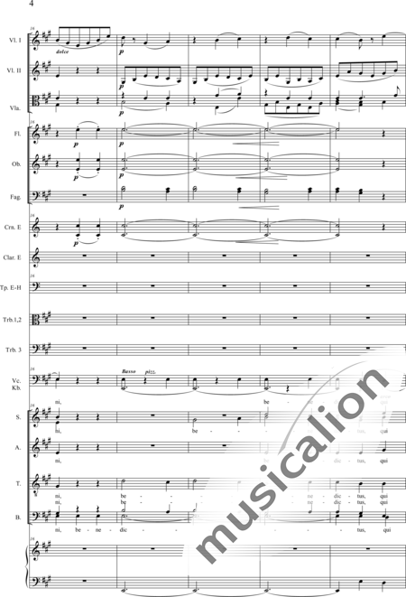 Drobisch, Carl Ludwig: Messe in E: Benedictus - Chor>SATB+[Fl2+Ob2+Klar2+Fg2]+[Hn2+Pos3]+Pk+Org+[Vl2+Vla+Vc+Kb]:4