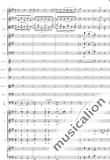 Drobisch, Carl Ludwig: Messe in E: Benedictus - Chor>SATB+[Fl2+Ob2+Klar2+Fg2]+[Hn2+Pos3]+Pk+Org+[Vl2+Vla+Vc+Kb]:5