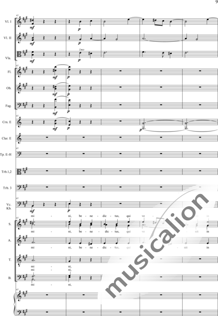 Drobisch, Carl Ludwig: Messe in E: Benedictus - Chor>SATB+[Fl2+Ob2+Klar2+Fg2]+[Hn2+Pos3]+Pk+Org+[Vl2+Vla+Vc+Kb]:9