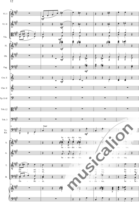 Drobisch, Carl Ludwig: Messe in E: Benedictus - Chor>SATB+[Fl2+Ob2+Klar2+Fg2]+[Hn2+Pos3]+Pk+Org+[Vl2+Vla+Vc+Kb]:12