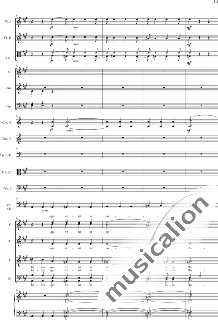 Drobisch, Carl Ludwig: Messe in E: Benedictus - Chor>SATB+[Fl2+Ob2+Klar2+Fg2]+[Hn2+Pos3]+Pk+Org+[Vl2+Vla+Vc+Kb]:13