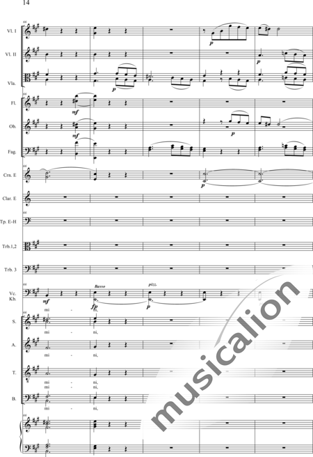 Drobisch, Carl Ludwig: Messe in E: Benedictus - Chor>SATB+[Fl2+Ob2+Klar2+Fg2]+[Hn2+Pos3]+Pk+Org+[Vl2+Vla+Vc+Kb]:14
