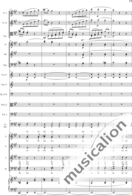 Drobisch, Carl Ludwig: Messe in E: Benedictus - Chor>SATB+[Fl2+Ob2+Klar2+Fg2]+[Hn2+Pos3]+Pk+Org+[Vl2+Vla+Vc+Kb]:19