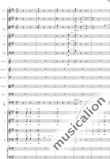 Drobisch, Carl Ludwig: Messe in E: Benedictus - Chor>SATB+[Fl2+Ob2+Klar2+Fg2]+[Hn2+Pos3]+Pk+Org+[Vl2+Vla+Vc+Kb]:23