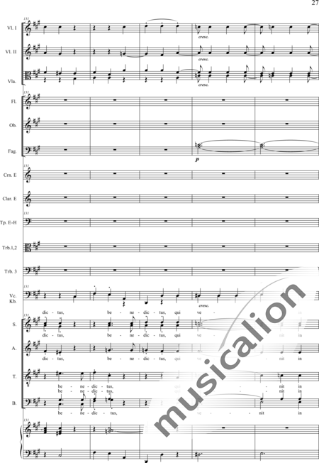 Drobisch, Carl Ludwig: Messe in E: Benedictus - Chor>SATB+[Fl2+Ob2+Klar2+Fg2]+[Hn2+Pos3]+Pk+Org+[Vl2+Vla+Vc+Kb]:27