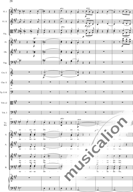 Drobisch, Carl Ludwig: Messe in E: Benedictus - Chor>SATB+[Fl2+Ob2+Klar2+Fg2]+[Hn2+Pos3]+Pk+Org+[Vl2+Vla+Vc+Kb]:28