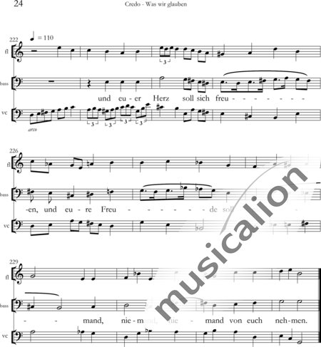 Arning, Eberhard: Credo - Was wir glauben - Solo>Sop/Bass+Chor>SATB+[Fl+Ob]+[Pos2+Trp2]+[Vl2+Vla+Vc+Kb]:24