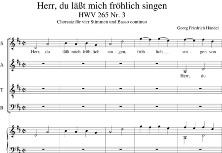 Händel, Georg Friedrich: Herr, du läßt mich fröhlich singen - Chor>SATB+Cembalo:0