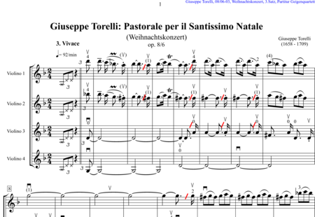 Torelli, Giuseppe : Weihnachtskonzert, 3.Satz - Violine 4:0