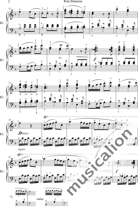 Arne, Thomas Augustine: Rule Britannia - Klavier:2