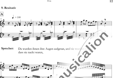 Arning, Eberhard: Eva 09 - Solo>sop/alto/Ten/bajo+Coro>SATB+[Fl+Clar+Fg]+[Cr+Trb+Trp]+[Tp+Perc]+[Pno+|oi]+[Vl2+Vla+Vc+Cb]:0