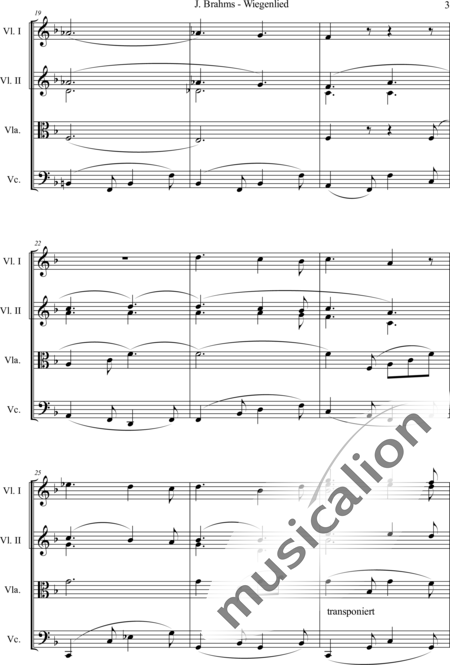 Brahms, Johannes: Wiegenlied - Violine 2+Viola+Violoncello:3