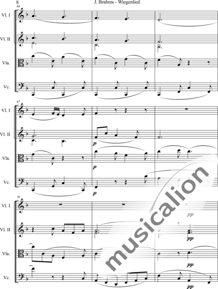 Brahms, Johannes: Wiegenlied - Violine 2+Viola+Violoncello:8