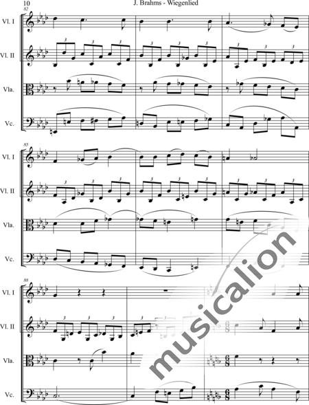 Brahms, Johannes: Wiegenlied - Violine 2+Viola+Violoncello:10
