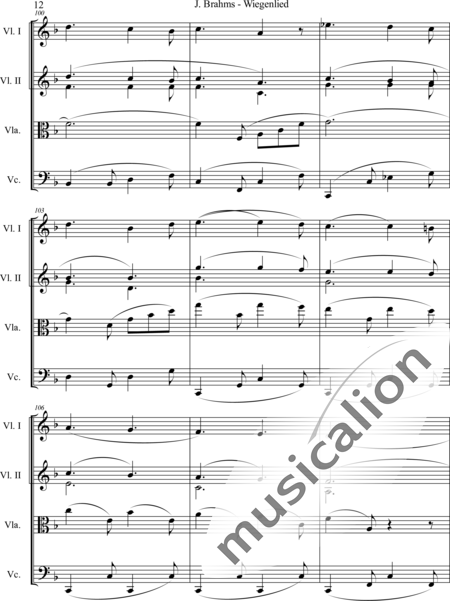 Brahms, Johannes: Wiegenlied - Violine 2+Viola+Violoncello:12