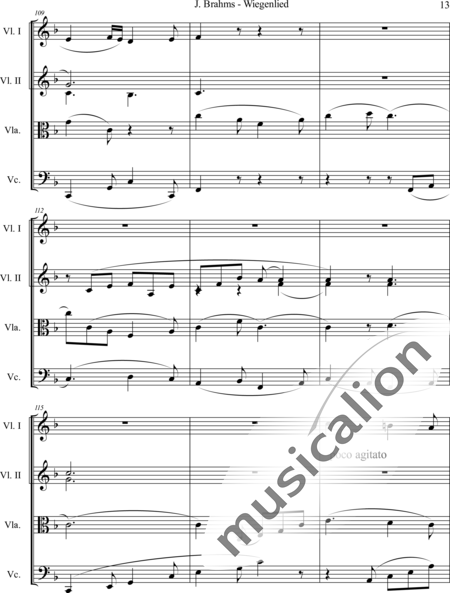 Brahms, Johannes: Wiegenlied - Violine 2+Viola+Violoncello:13
