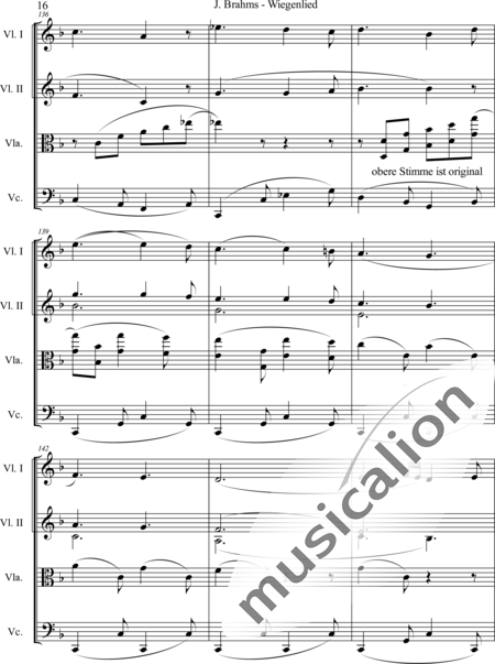 Brahms, Johannes: Wiegenlied - Violine 2+Viola+Violoncello:16