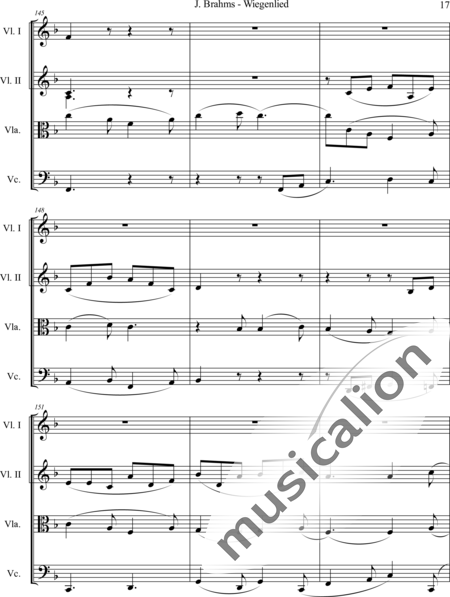 Brahms, Johannes: Wiegenlied - Violine 2+Viola+Violoncello:17