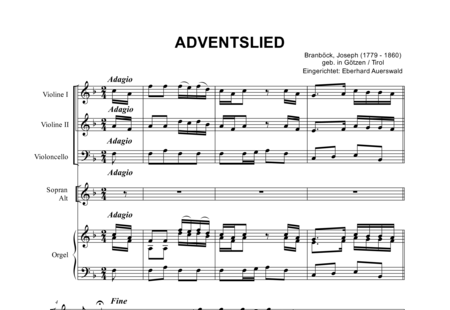 Branböck, Joseph: Adventslied - Chor>SA+Org+[Vl2+Vc]:0