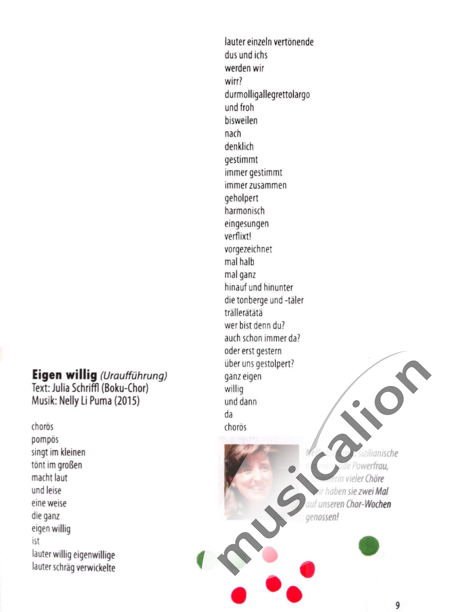 LiPuma, Nelly: Eigen willig - Chor>SSAATTBB+|AnderesInstrument:2