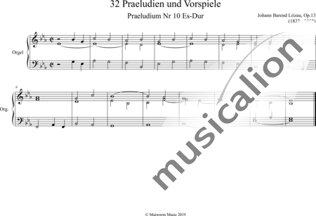 Litzau, Johannes Barend: Präludium Nr. 10 Es-Dur - Orgel:0