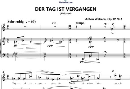 Der Tag Ist Vergangen The Day Has Passed Op 12 No 1 Anton Webern Sheet Music To Download