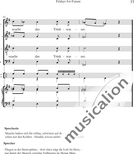 Arning, Eberhard: Fridays for Future - Choir>SATB+Perc+[Pf+Ky]:15