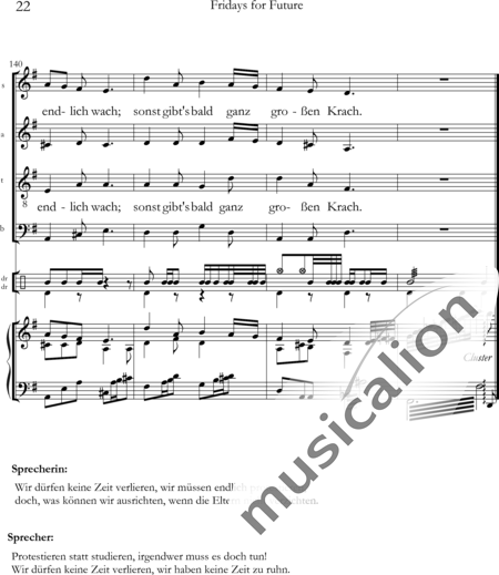Arning, Eberhard: Fridays for Future - Choir>SATB+Perc+[Pf+Ky]:22