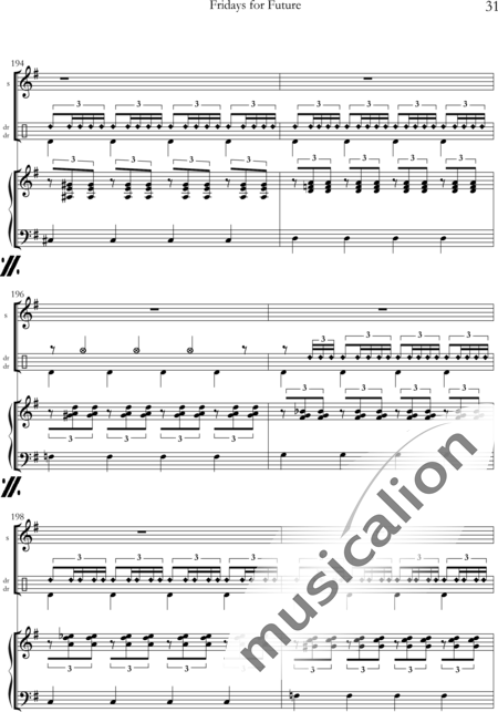 Arning, Eberhard: Fridays for Future - Choir>SATB+Perc+[Pf+Ky]:31